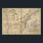 POSTER MAP : USA, 1783<br><div class="desc">"Les Etats-Unis selon le traité de paix définitif signé à Paris le 3 septembre. 1783." Carte de William McMurray,  1784.</div>