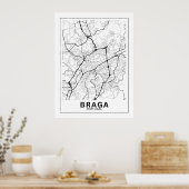 Poster Mapa Da Cidade Braga Estilo Linha Clássico (Cuisine)