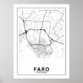 Poster Mapa Da Cidade Faro Estilo Linha Clássico (Devant)
