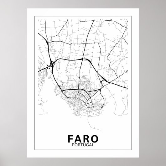 Poster Mapa Da Cidade Faro Estilo Linha Clássico (Devant)