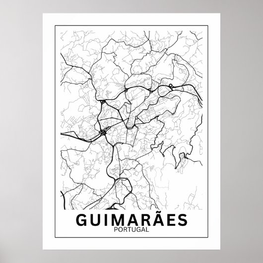 Poster Mapa Da Cidade Guimarães Estilo Linha Clássico (Devant)