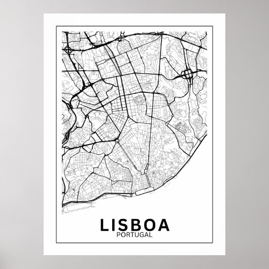 Poster Mapa Da Cidade Lisboa Estilo Linhas Clássico (Devant)