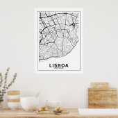Poster Mapa Da Cidade Lisboa Estilo Linhas Clássico (Cuisine)