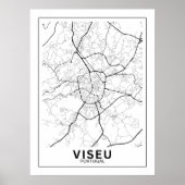 Poster  Mapa Da Cidade Viseu Estilo Linha Clássico (Devant)