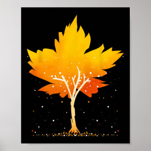 Poster Maple Leaf Arbre d'automne Orange Fall Leaves