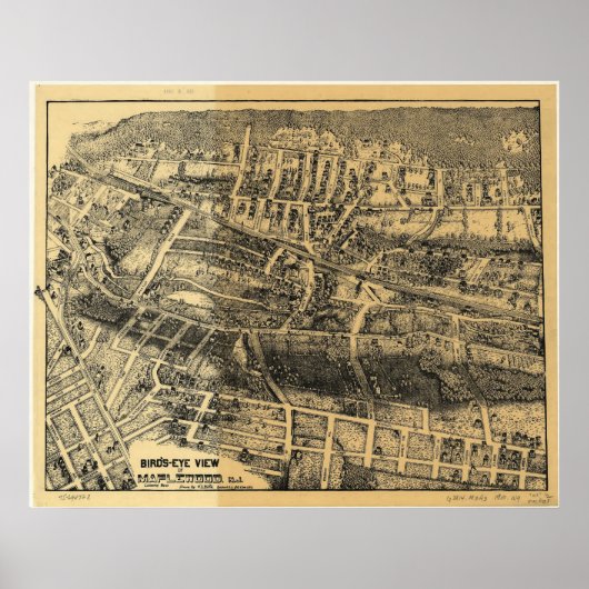Poster Maplewood 1910, NJ Birds Eye View Panoramic Map (Devant)