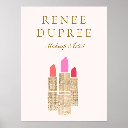 Poster Maquillage Artiste Gold Lipstick Bokeh Beauté (Devant)