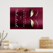 Poster Maquillage Beauté Salon Nom Gold Burgundy Eyebrows (Cuisine)