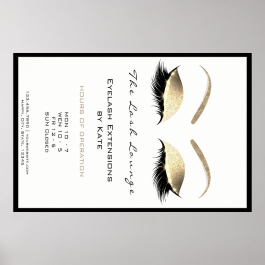 Poster Maquillage Beauté Salon Nom Gold Glam Adresse d'ou (Devant)