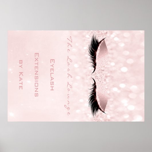 Poster Maquillage Beauté Salon Nom Rose Blanc Lashes (Devant)