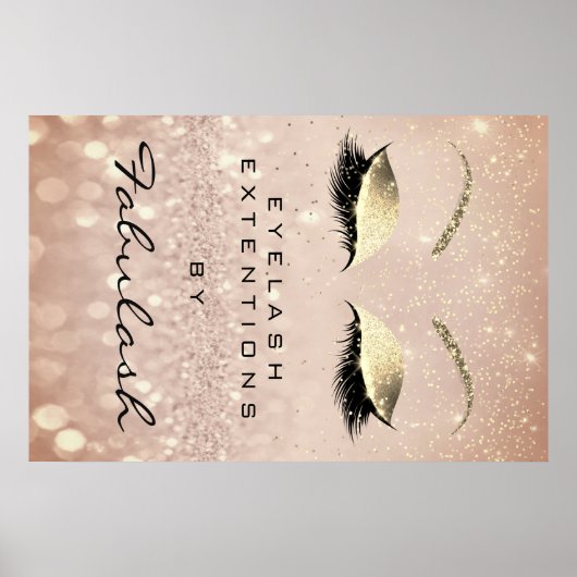 Poster Maquillage Beauté Salon Nom Rose Gold Blush Eyebro (Devant)