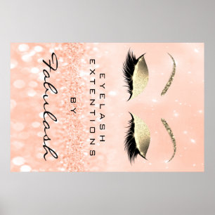 Poster Maquillage Beauté Salon Nom Rose Gold Peach Eyebro