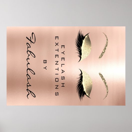 Poster Maquillage Beauté Salon Nom Rose Gold Rose Eyebrow (Devant)
