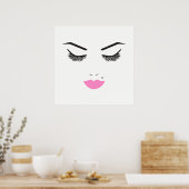 Poster Maquillage Beauté Visage Cils & Lèvres Roses Chic (Cuisine)
