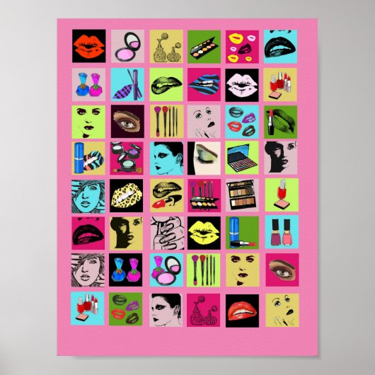 Poster Maquillage de beauté Cosmétique femmes face collag (Devant)