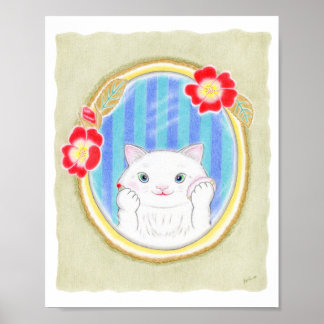 Poster Maquillage de chaton blanc mignon Art pour enfants