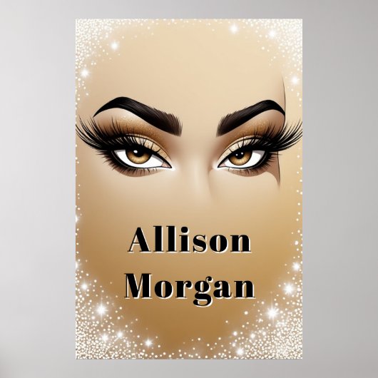 Poster Maquillage des yeux doré glamour avec longs cils ✨ (Devant)
