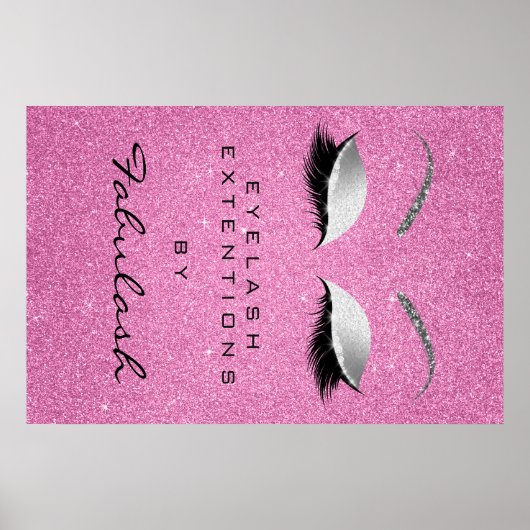 Poster Maquillage Salon de Beauté Eyebrow Nom Argent Rose (Devant)