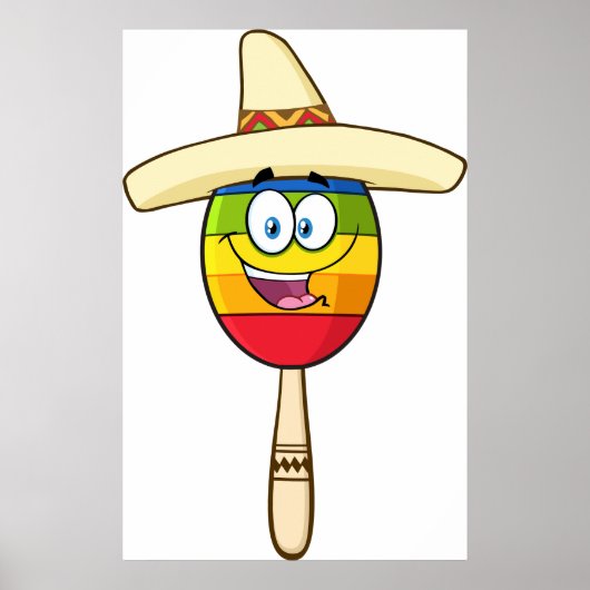 Poster Maraca with Sombrero Colorful Fiesta (Devant)