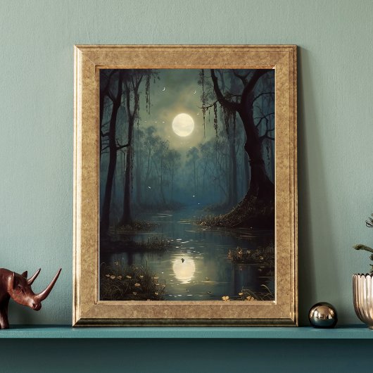 Poster Marais au clair de lune