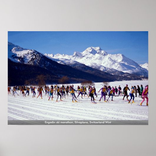 Poster Marathon de ski Engadin, Silvaplana, Suisse Wint (Devant)