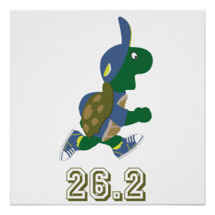 Poster Marathon Turtle Runner en bleu