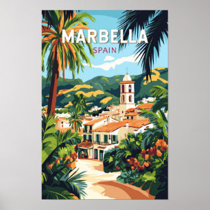 Poster Marbella Espagne Illustration Art de Voyage Vintag