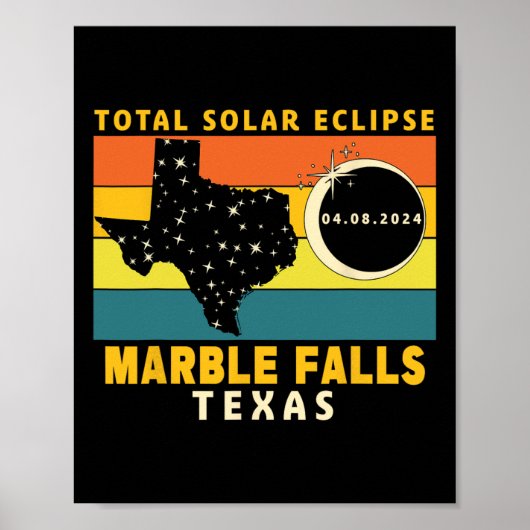 Poster Marble Falls Texas Total Solar Eclipse 2024 (Devant)