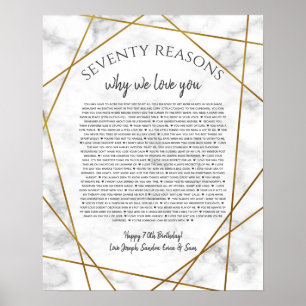 Poster marbre 70 raisons pour lesquelles je vous aime