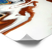 Poster Marbre Abstrait Art Liquide Brun Bleu Or (Coin)