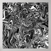 Poster Marbre Abstrait noir et blanc liquide (Devant)
