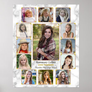 Poster Marbre blanc Collage photo de la fin d'études seco