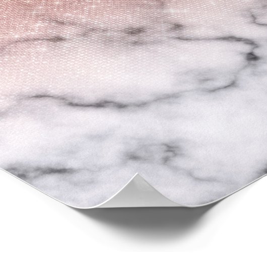 Poster Marbre blanc de Parties scintillant rose Gold Sequ (Coin)