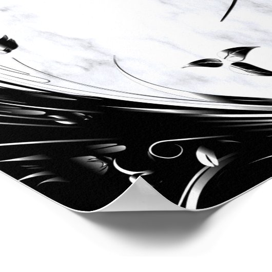 Poster Marbre blanc, Graphique en fibre noire (Coin)
