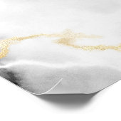 Poster Marbre blanc moderne avec Monogramme de ruban or (Coin)