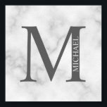 Poster Marbre blanc Monogramme personnalisé et nom<br><div class="desc">Monogramme personnalisé et design de nom caractéristiques monogramme personnalisé et nom dans le style de police serif classique. Parfait comme décors de maison,  cadeaux de ménage,  cadeaux de vacances pour la famille,  les jeunes mariés et plus.</div>