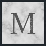 Poster Marbre blanc Monogramme personnalisé et nom<br><div class="desc">Monogramme personnalisé et design de nom caractéristiques monogramme personnalisé et nom dans le style de police serif classique. Parfait comme décors de maison,  cadeaux de ménage,  cadeaux de vacances pour la famille,  les jeunes mariés et plus.</div>