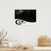 Poster Marbre blanc, Noir, Filigree Or (Cuisine)