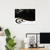 Poster Marbre blanc, Noir, Filigree Or (Bureau à domicile)