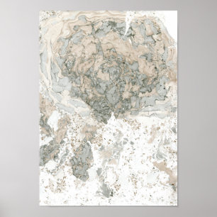 Poster Marbre Blanc Vert ivoire Beige Pierre Abstraite