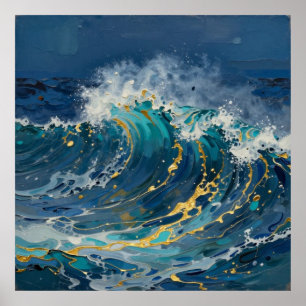 Poster Marbre Bleu Abyssal