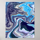 Poster Marbre bleu Fluide Art (Devant)