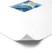 Poster Marbre Bleu Or Luxe Abstrait Art Fluide Mural (Coin)