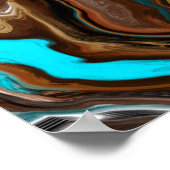 Poster Marbre Brown et bleu Fluide Art (Coin)