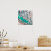 Poster Marbre d'aspect de roche turquoise bleue Art Uniqu (Cuisine)