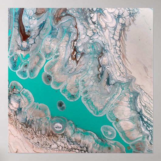 Poster Marbre d'aspect de roche turquoise bleue Art Uniqu (Devant)