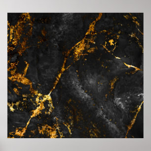 Poster Marbre d'or noir, Motif naturel.