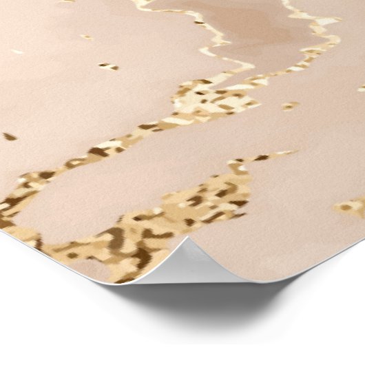 Poster Marbre doré Abstrait avec vagues de parties scinti (Coin)