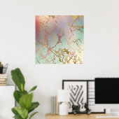Poster Marbre élégant | Cuivre Mint Vert Rose Or (Bureau à domicile)