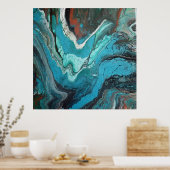 Poster Marbre en cuivre turquoise Acrylique Art Abstrait (Cuisine)